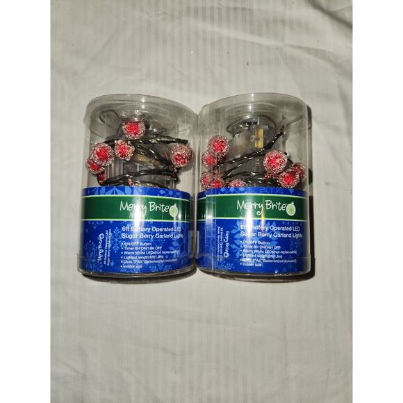 Cristmas Sugar Berry Merry brite Garland 6ft led - Picture 1 of 2